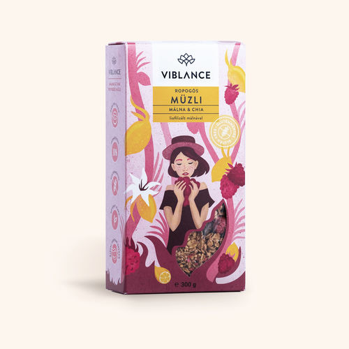 Muesli Crocant Zmeură și Chia Fără Gluten, 300g | Viblance
