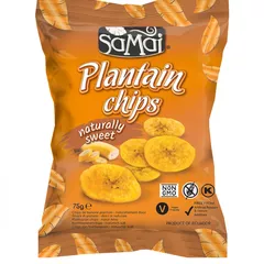 PLANTAIN (BANANĂ DE GĂTIT) CHIPS DULCE NATURAL 75 G, SAMAI
