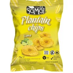 PLANTAIN (BANANĂ DE GĂTIT) CHIPS CU LIME 70 G, SAMAI